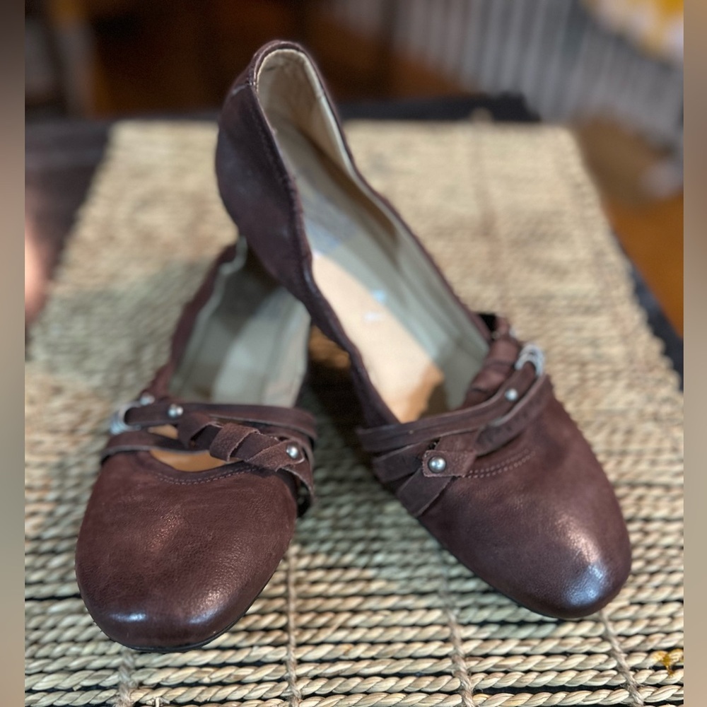 Miz Mooz Chocolate Brown Braided Strap Flats